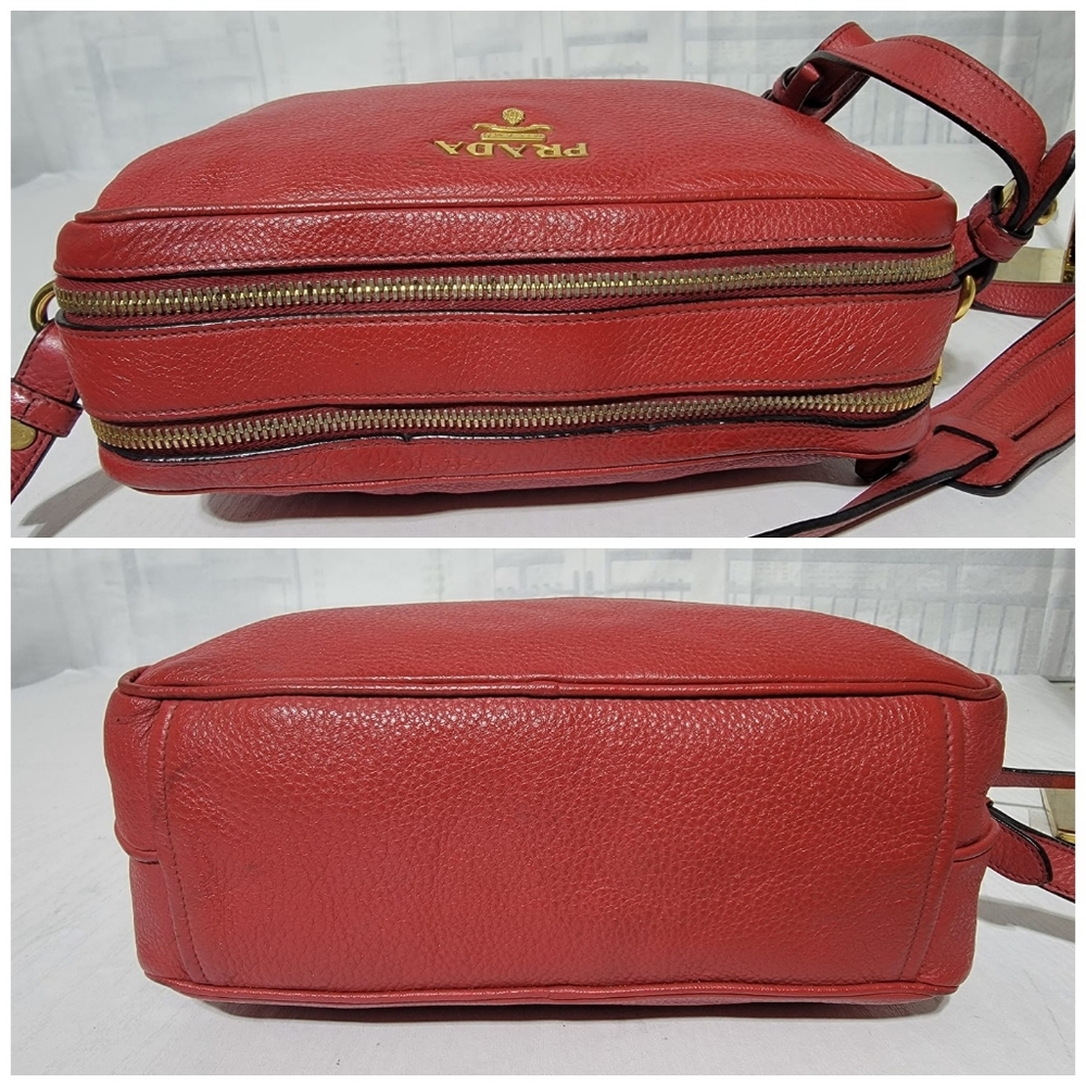 Authentic PRADA Vitello pocket Phenix Camera Bag Rosso - Picture 11 of 16